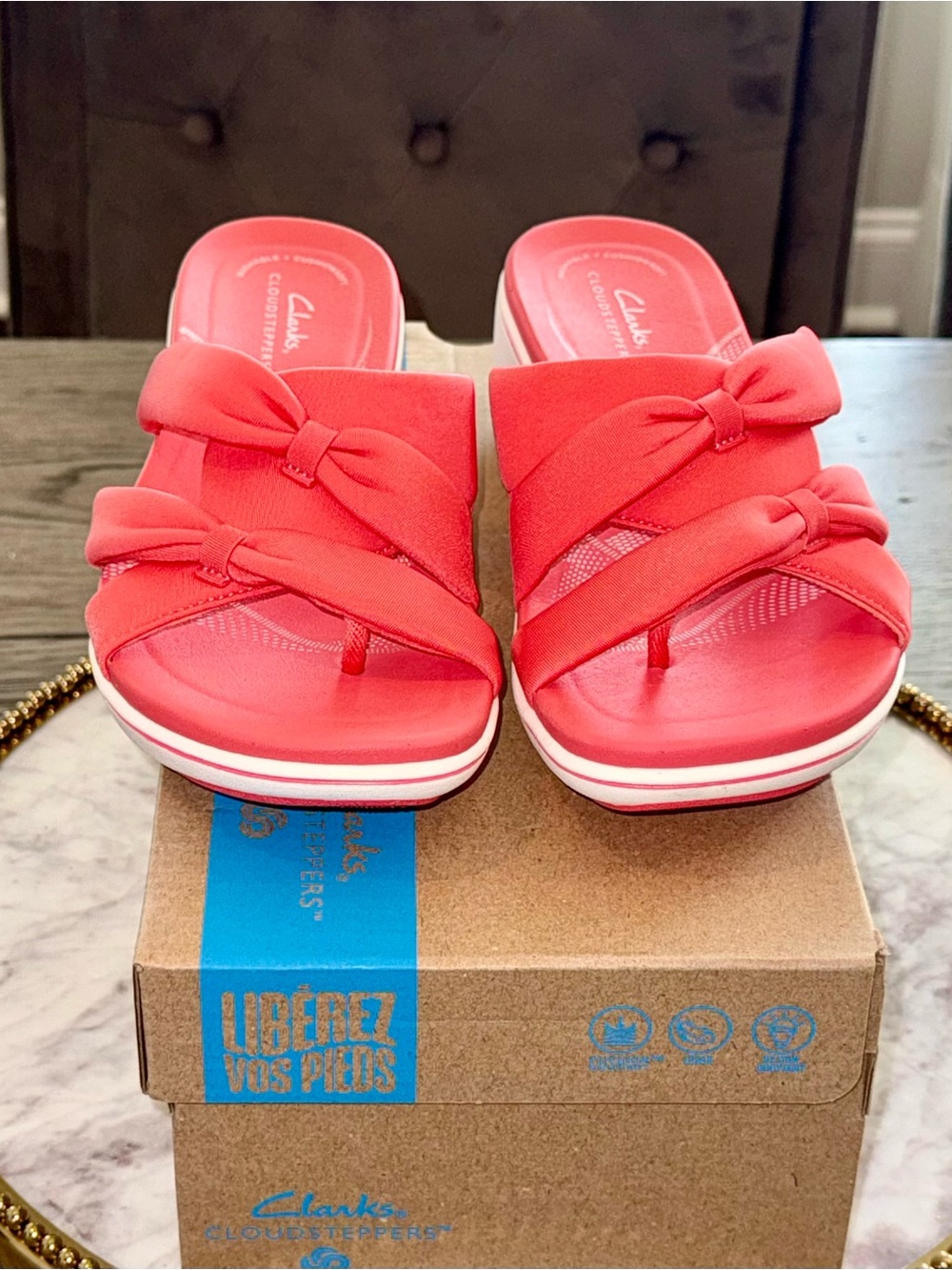 Clarks Breeze Rae Cam Bright Coral Sandals | 
Sz. 7.5 (NWB)